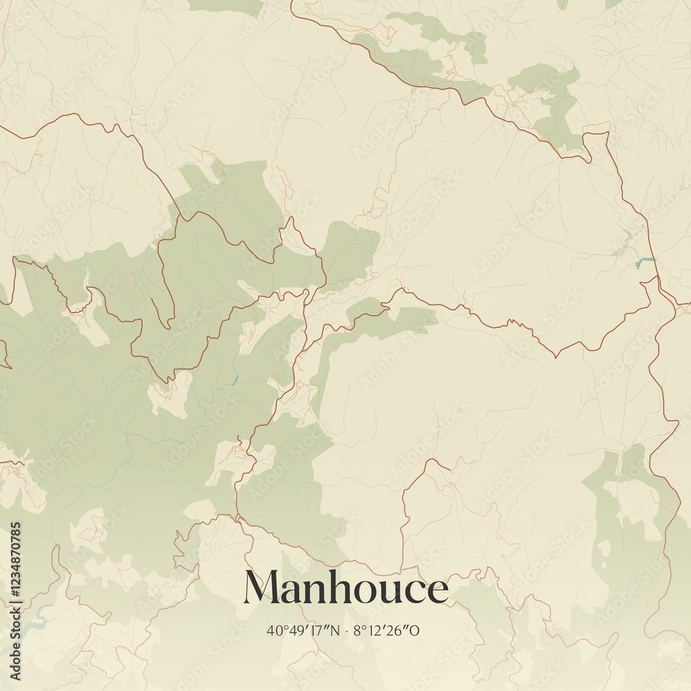 Obraz premium Vintage map of Manhouce, Portugal. 