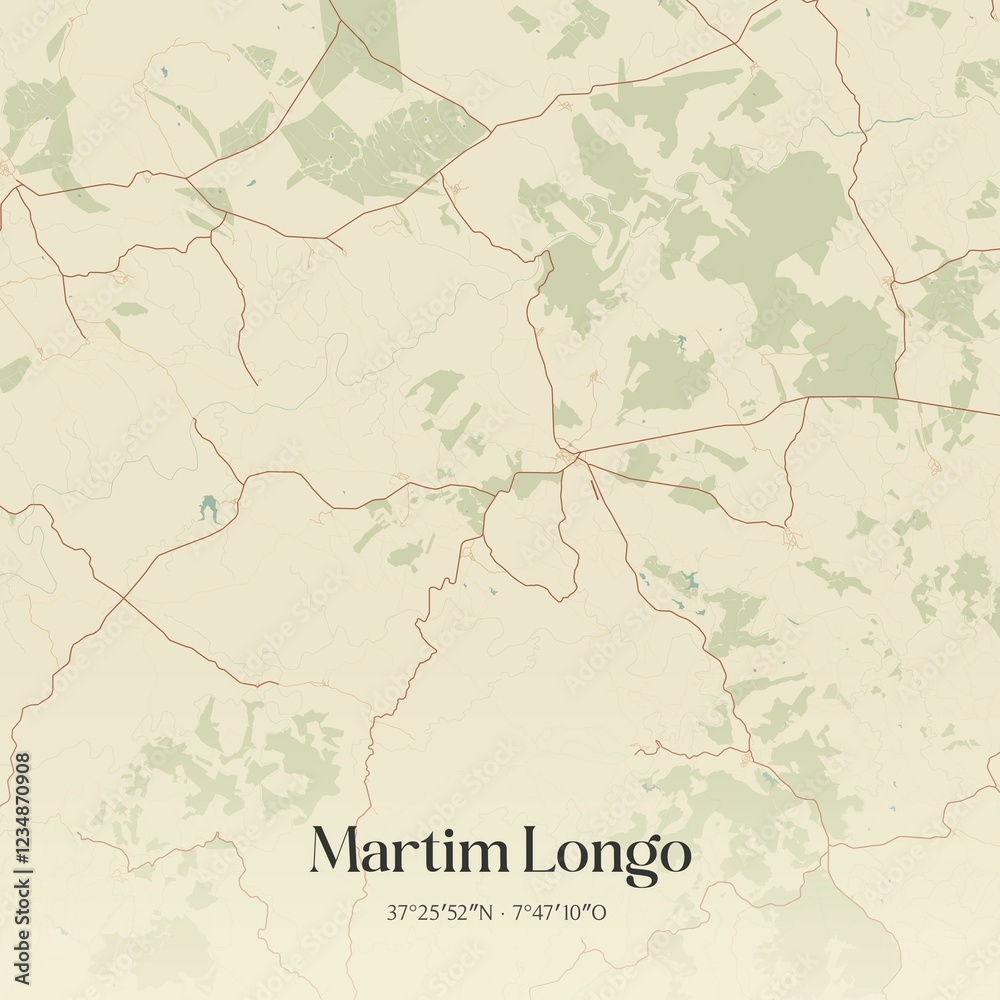 Fototapeta premium Vintage map of Martim Longo, Portugal. 