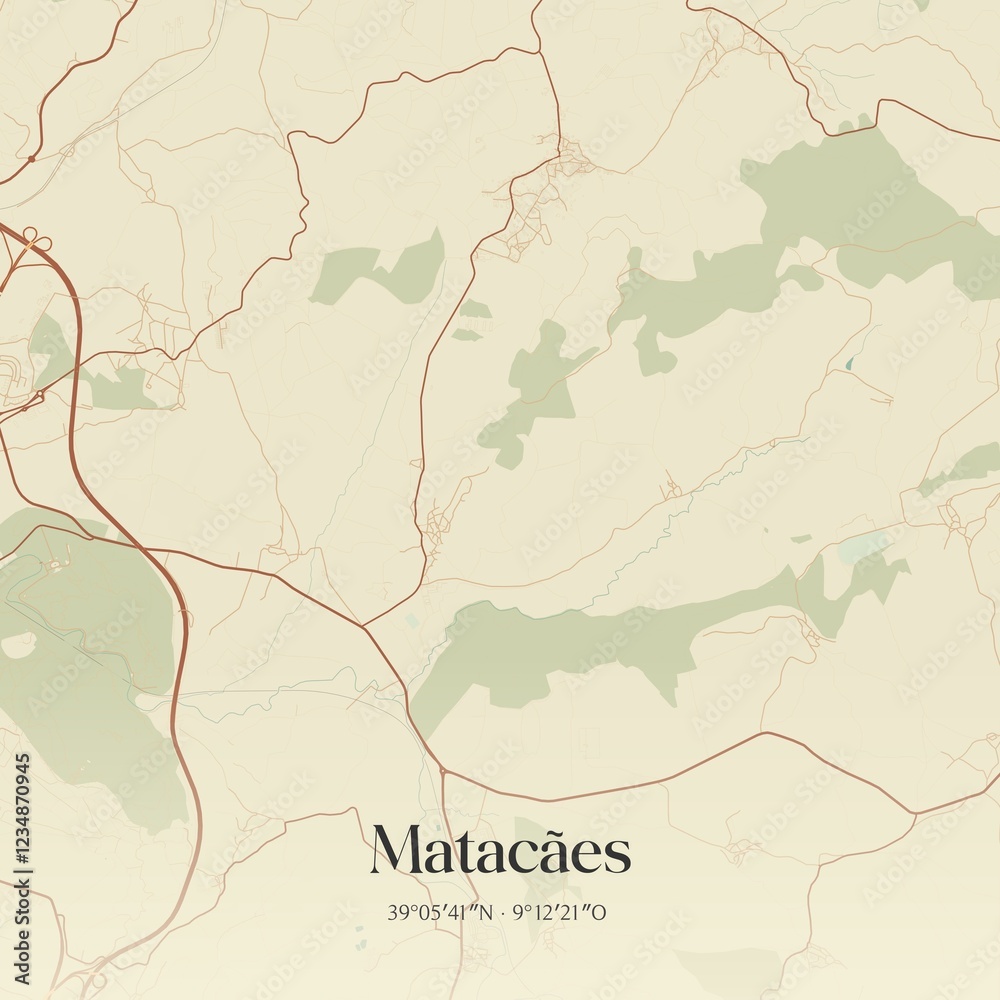 Obraz premium Vintage map of Matacães, Portugal.