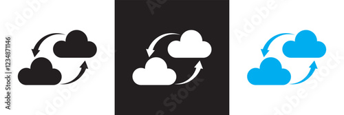 Set of  icons related to data exchange, traffic, files, cloud, server.  isolated on white and black background. vector illustration. EPS 10