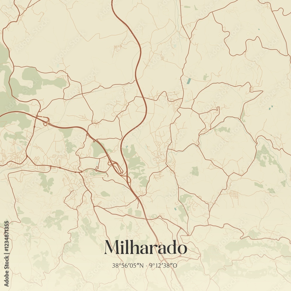 Fototapeta premium Vintage map of Milharado, Portugal.