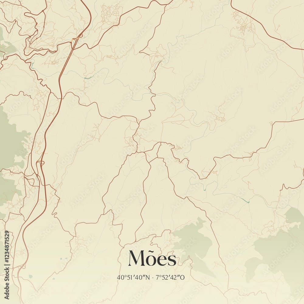 Obraz premium Vintage map of Mões, Portugal.