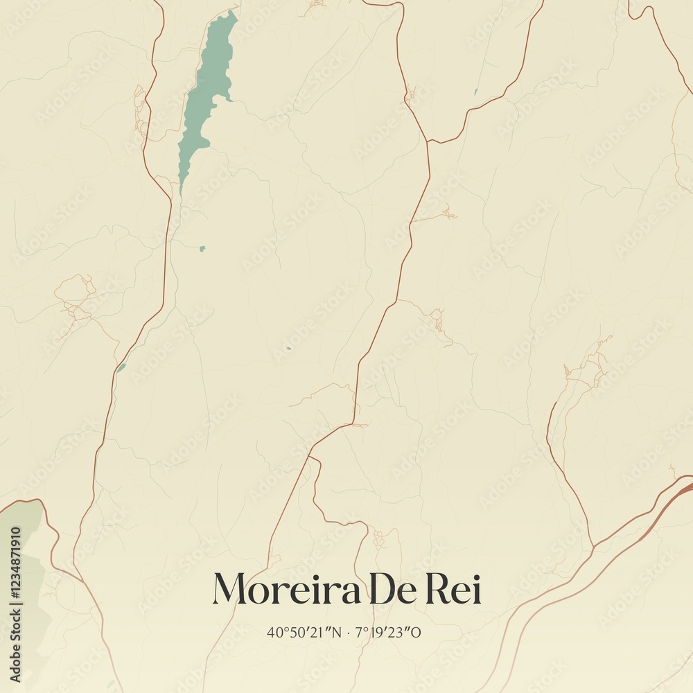 Fototapeta premium Vintage map of Moreira De Rei, Portugal. 