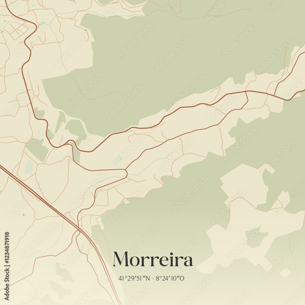 Obraz premium Vintage map of Morreira, Portugal. 