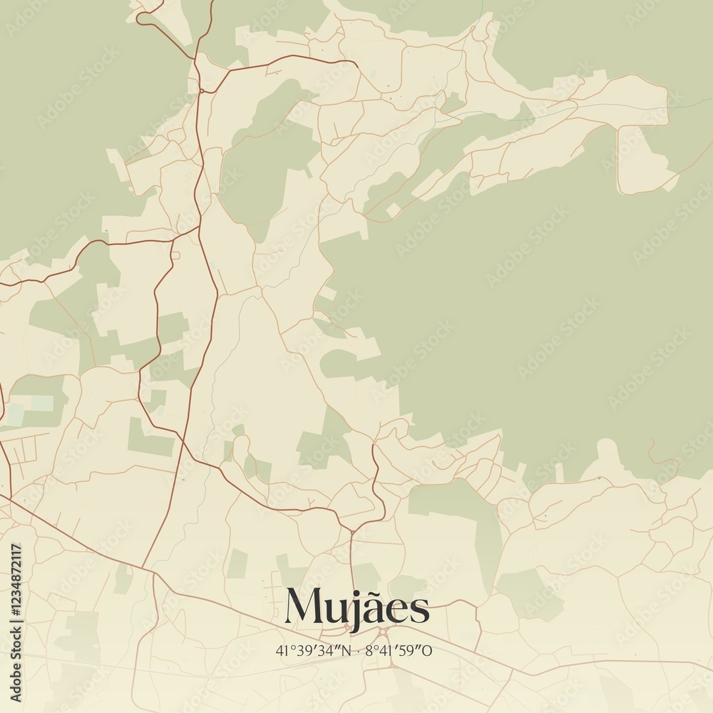 Obraz premium Vintage map of Mujães, Portugal.