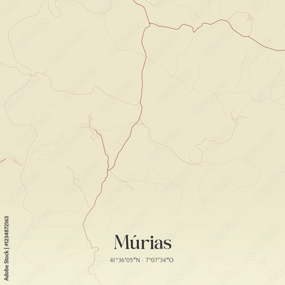 Fototapeta premium Vintage map of M�rias, Portugal.