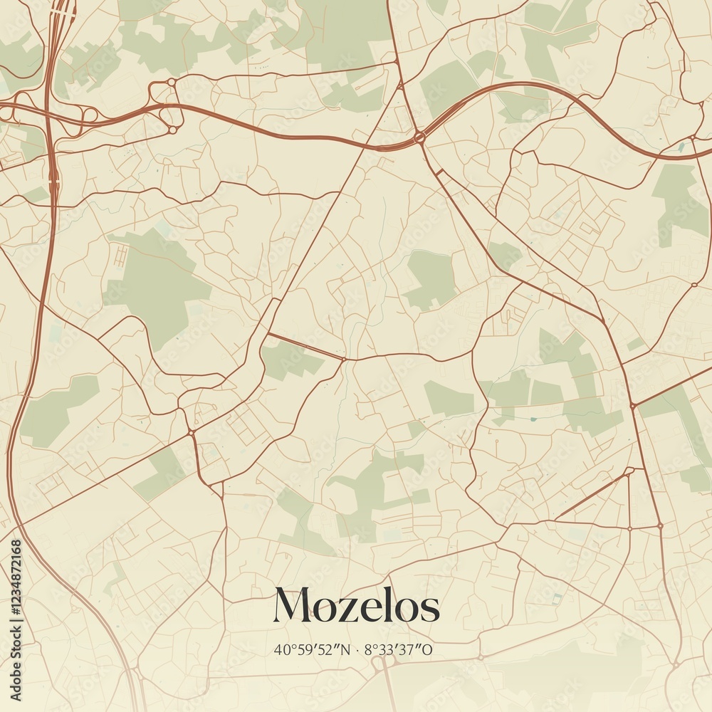 Naklejka premium Vintage map of Mozelos, Portugal.