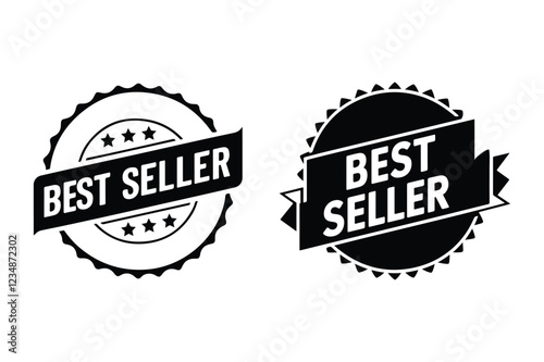 set of best seller badge stamp vector on white background