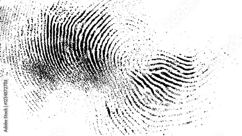 Black and white fingerprint on isolated background, vector illustration, high resolution photography, insanely detailed, fine details