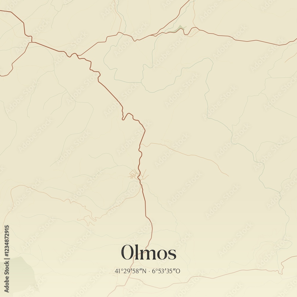 Obraz premium Vintage map of Olmos, Portugal. 