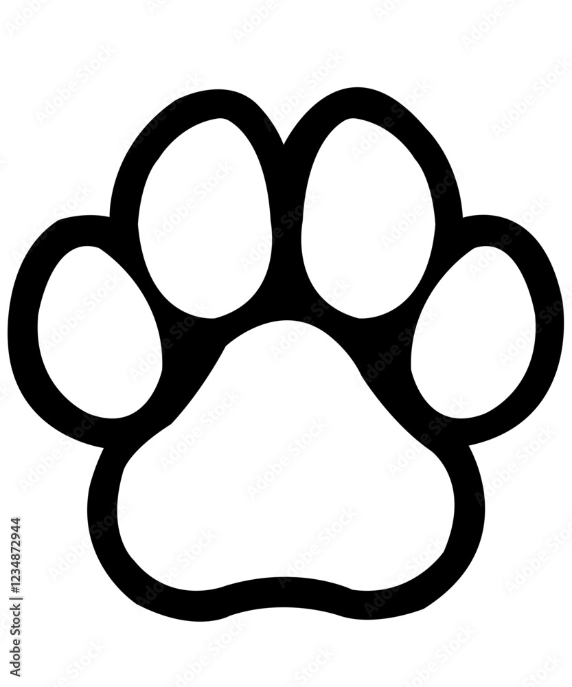 Dog paw print clip art design on plain white transparent isolated background for card, shirt, hoodie, sweatshirt, apparel, card, tag, mug, icon, poster or badge Dog paw print clip art design on plain white transparent isolated background for card, shirt, hoodie, sweatshirt, apparel, card, tag, mug, icon, poster or badge