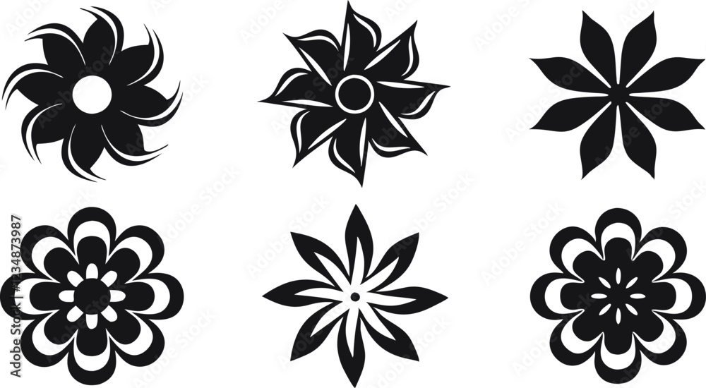 Fototapeta premium flower icon vector illustration. flower icons simple vector art. flower icons. Flowers icon set. Spring, floral, nature, petals, bouquet, leaves, flower arrangement, eco symbol collection.