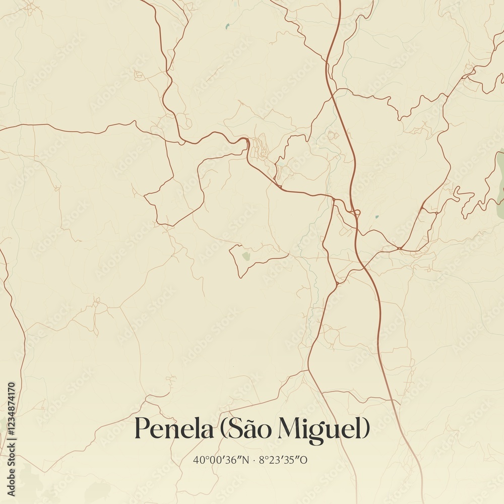 Fototapeta premium Vintage map of Penela (São Miguel), Portugal.