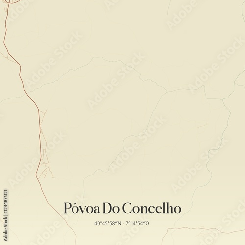 Vintage map of P�voa Do Concelho, Portugal.  photo