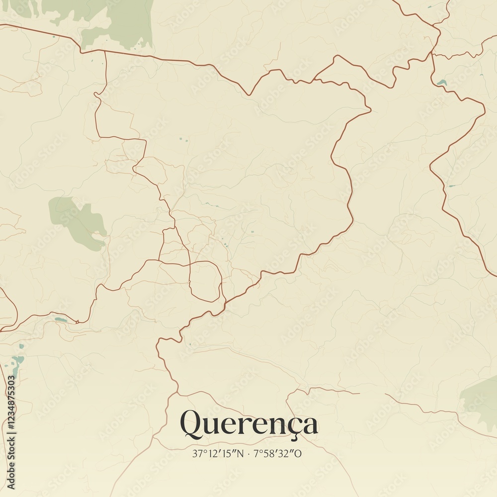 Obraz premium Vintage map of Queren�a, Portugal. 