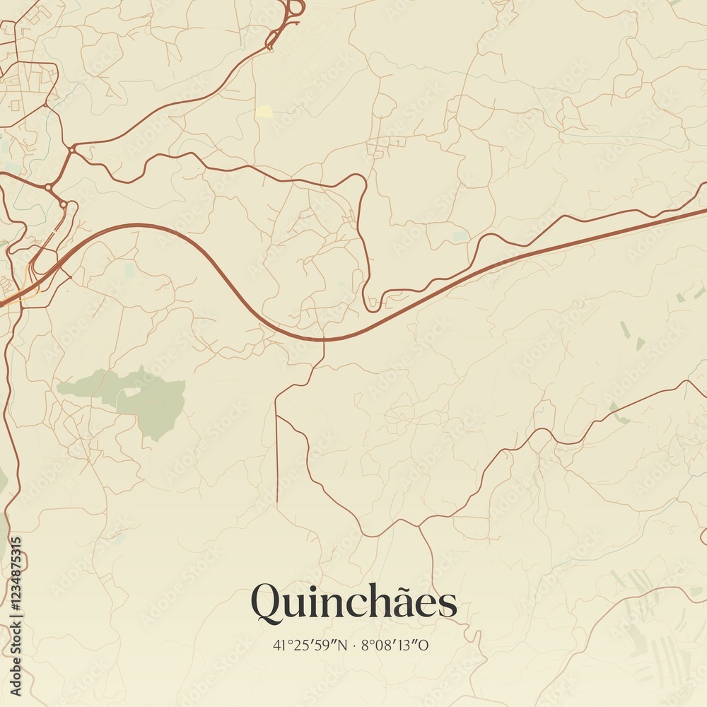 Fototapeta premium Vintage map of Quinchães, Portugal.