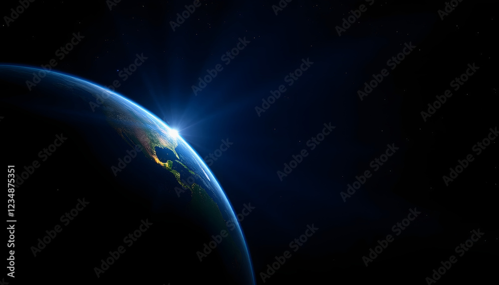 Obraz premium Night side earth with flashing lights, detailed, with white tones