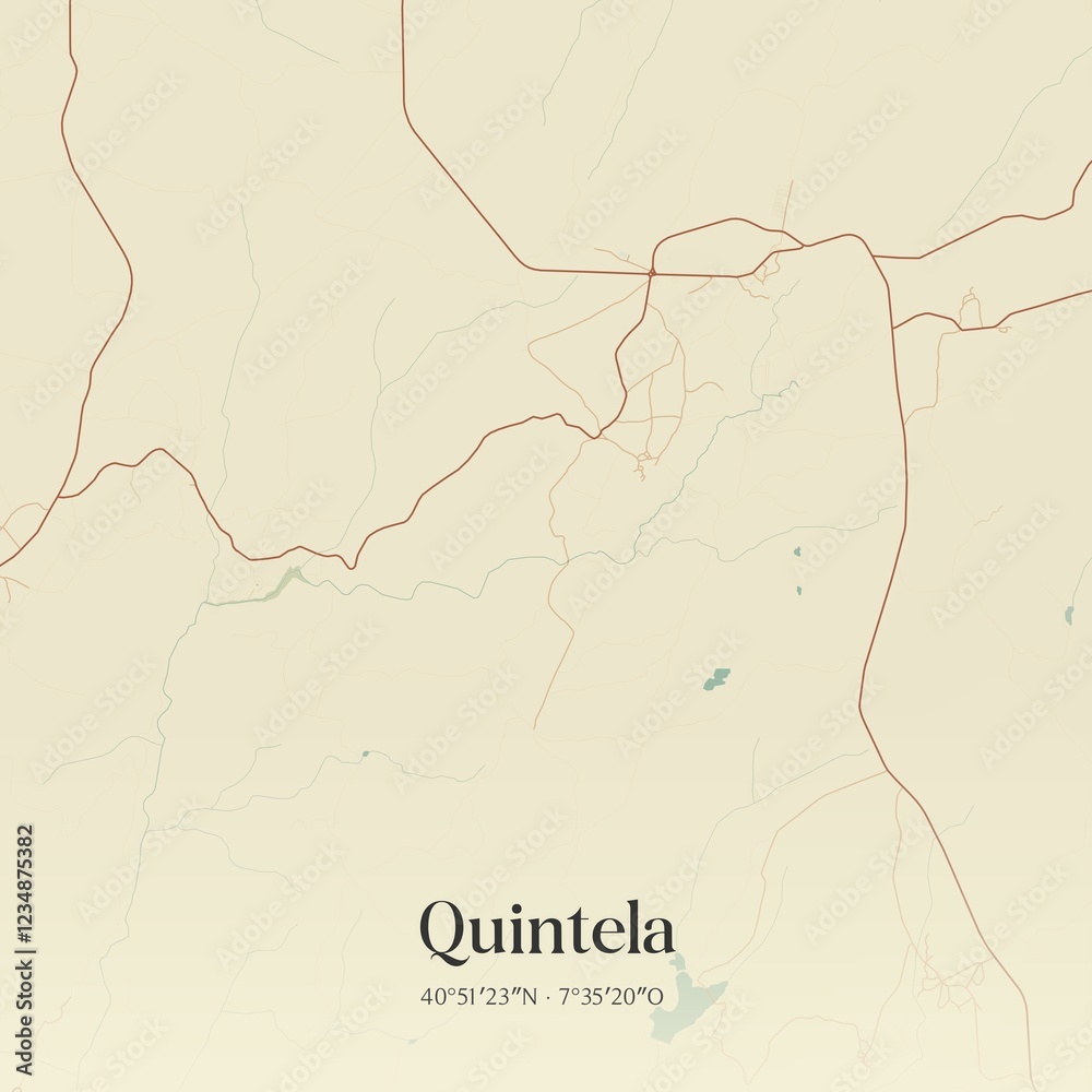 Obraz premium Vintage map of Quintela, Portugal. 