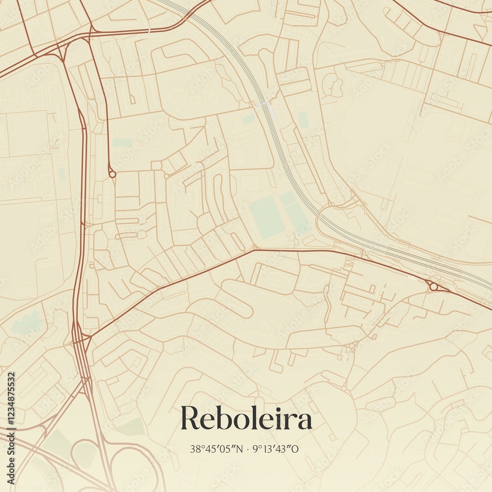 Obraz premium Vintage map of Reboleira, Portugal.