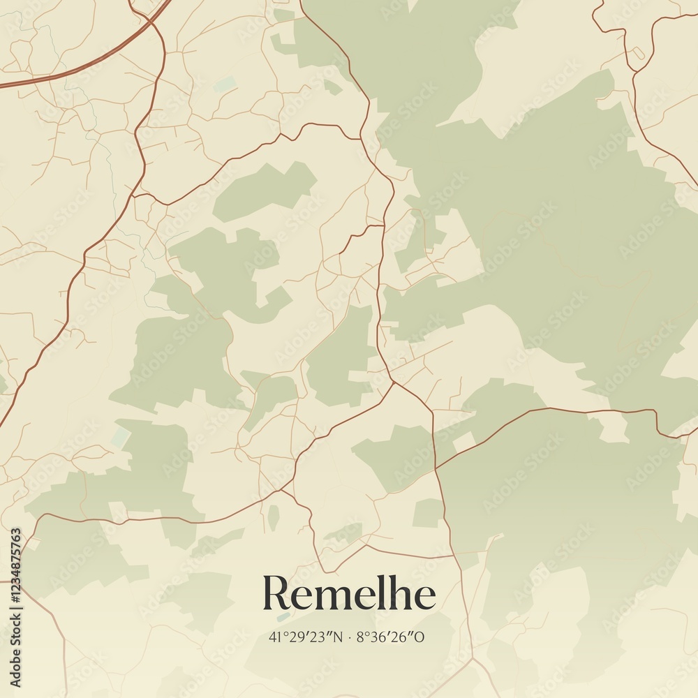 Obraz premium Vintage map of Remelhe, Portugal. 