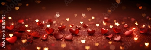 3D Realistic Red Valentine glitter background. illustration vector glittering for greeting cards, wallpapers, and all prints on demand, by creating a festive look on a website or blog. Generative AI. 
