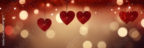 3D Realistic Red Valentine glitter background. illustration vector glittering for greeting cards, wallpapers, and all prints on demand, by creating a festive look on a website or blog. Generative AI. 
