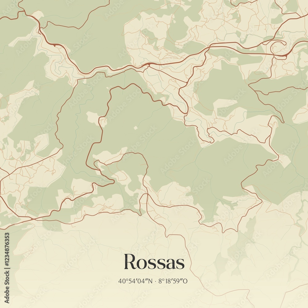 Obraz premium Vintage map of Rossas, Portugal. 