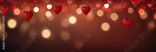 3D Realistic Red Valentine glitter background. illustration vector glittering for greeting cards, wallpapers, and all prints on demand, by creating a festive look on a website or blog. Generative AI. 