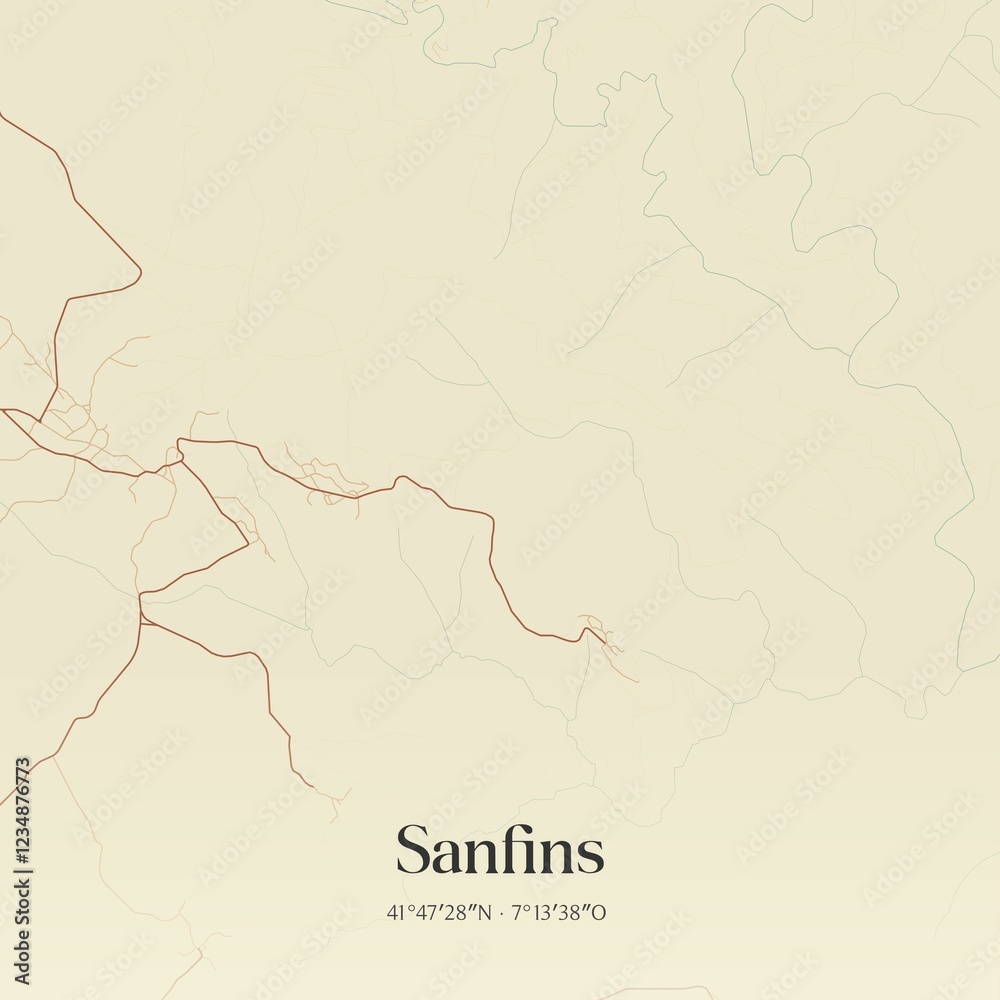 Obraz premium Vintage map of Sanfins, Portugal. 