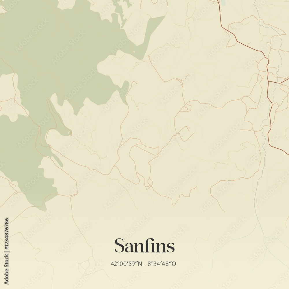 Obraz premium Vintage map of Sanfins, Portugal. 