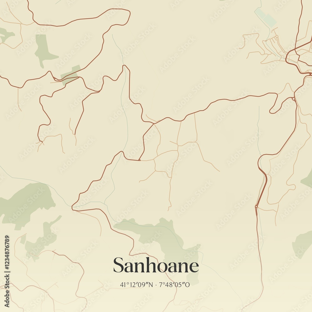 Fototapeta premium Vintage map of Sanhoane, Portugal.