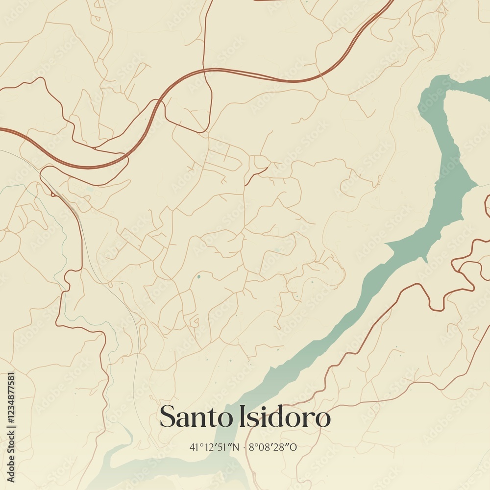 Fototapeta premium Vintage map of Santo Isidoro, Portugal. 