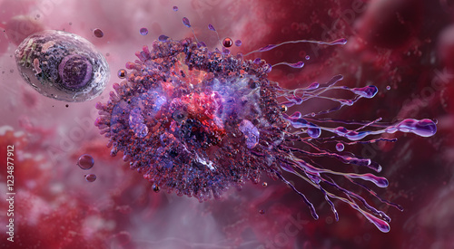 Fotografie A macrophage, a large white blood cell, component of the immune system