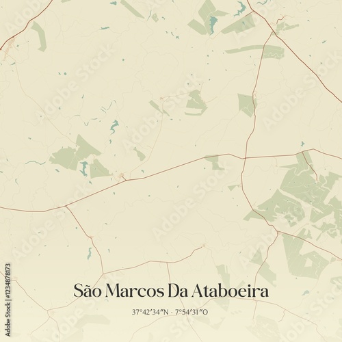 Vintage map of São Marcos Da Ataboeira, Portugal.