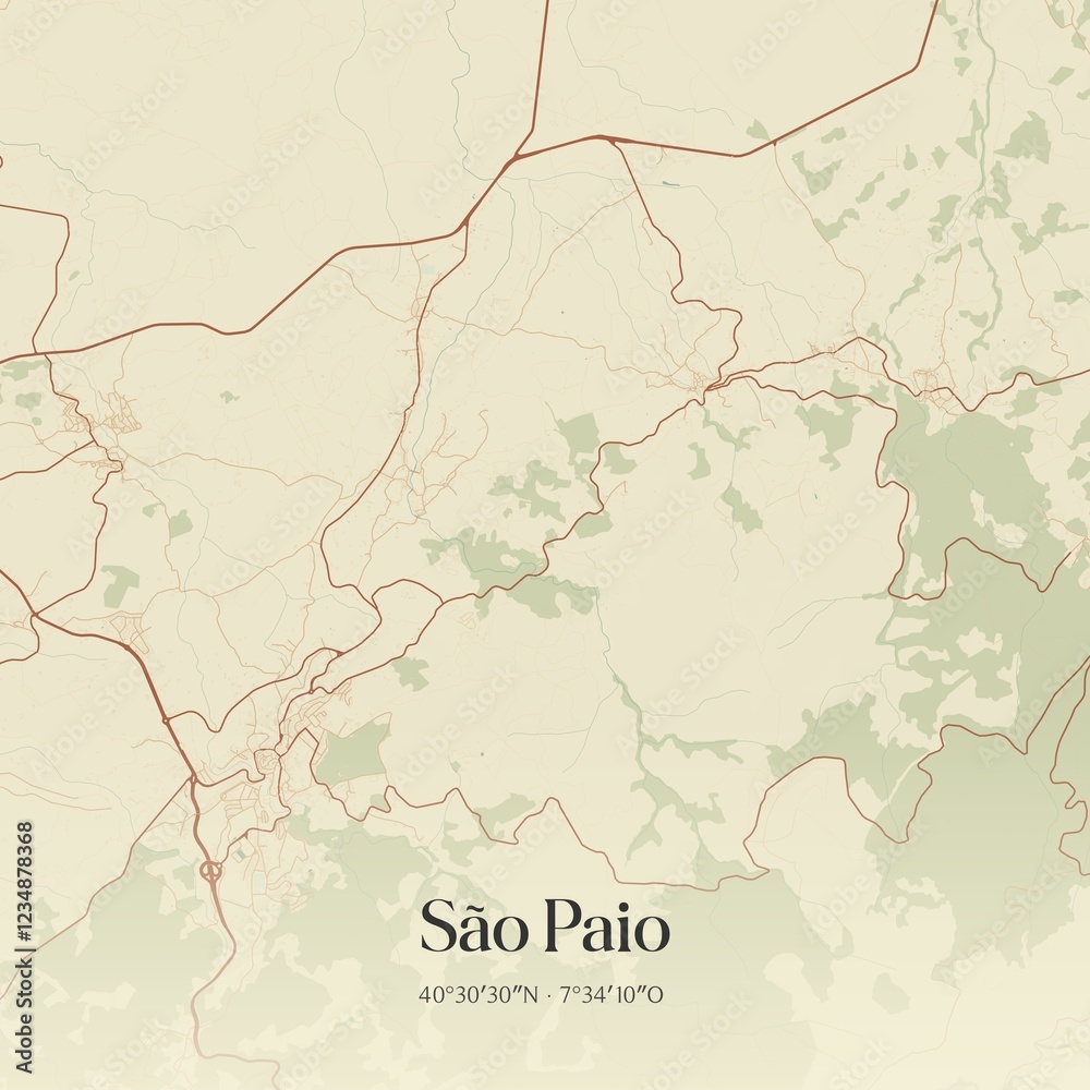 Fototapeta premium Vintage map of São Paio, Portugal.