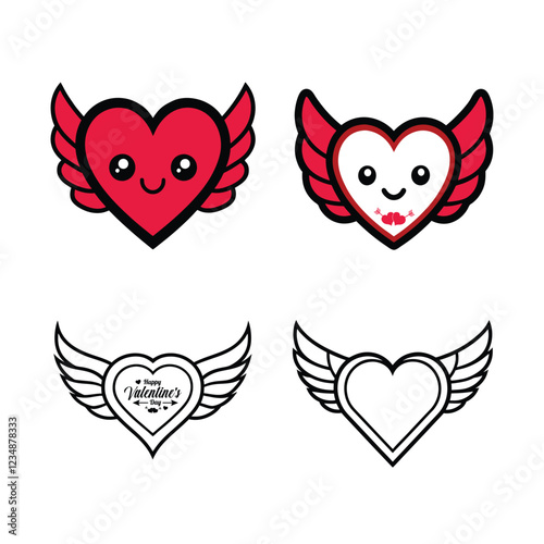 two hearts with wings