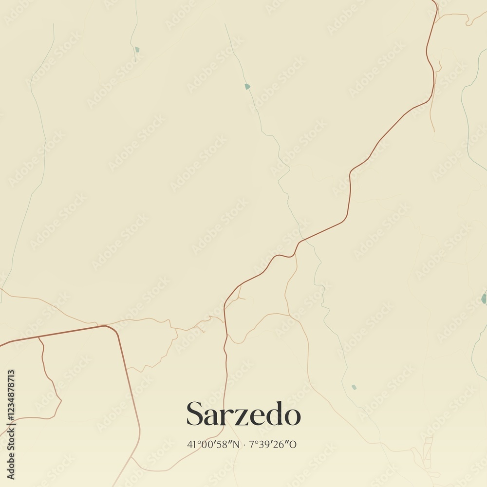 Fototapeta premium Vintage map of Sarzedo, Portugal.