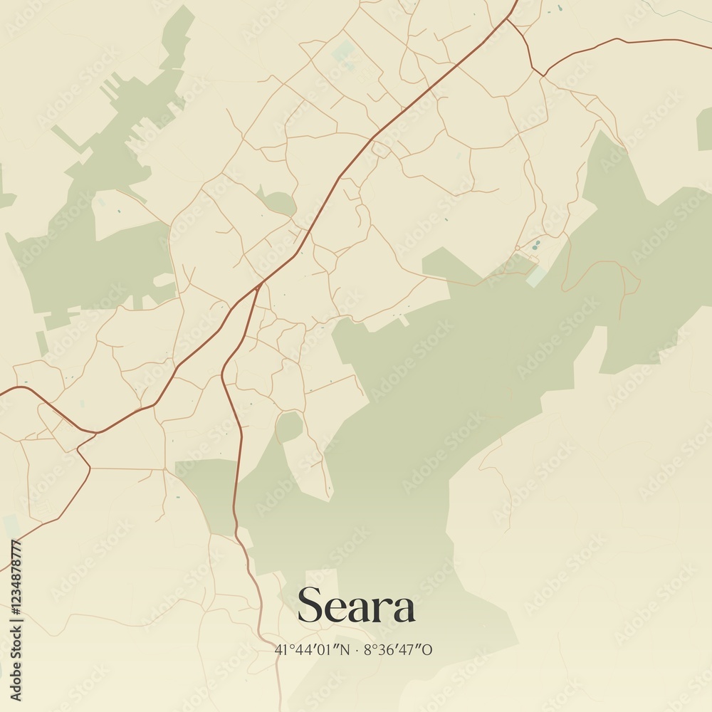 Obraz premium Vintage map of Seara, Portugal. 