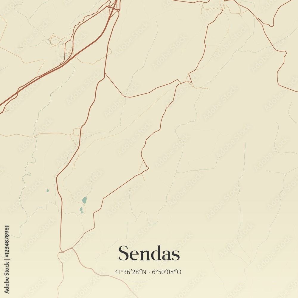 Fototapeta premium Vintage map of Sendas, Portugal.