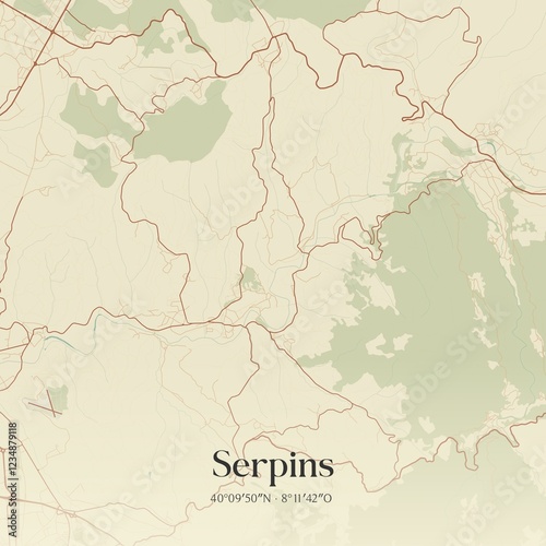 Obraz na płótnie Vintage map of Serpins, Portugal. w salonie