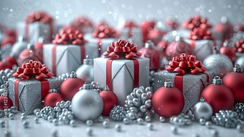 diffÃ©rents cadeaux de NoÃ«l sur fond blanc - rendu 3D  HD 8K wallpaper Photographic Image photo