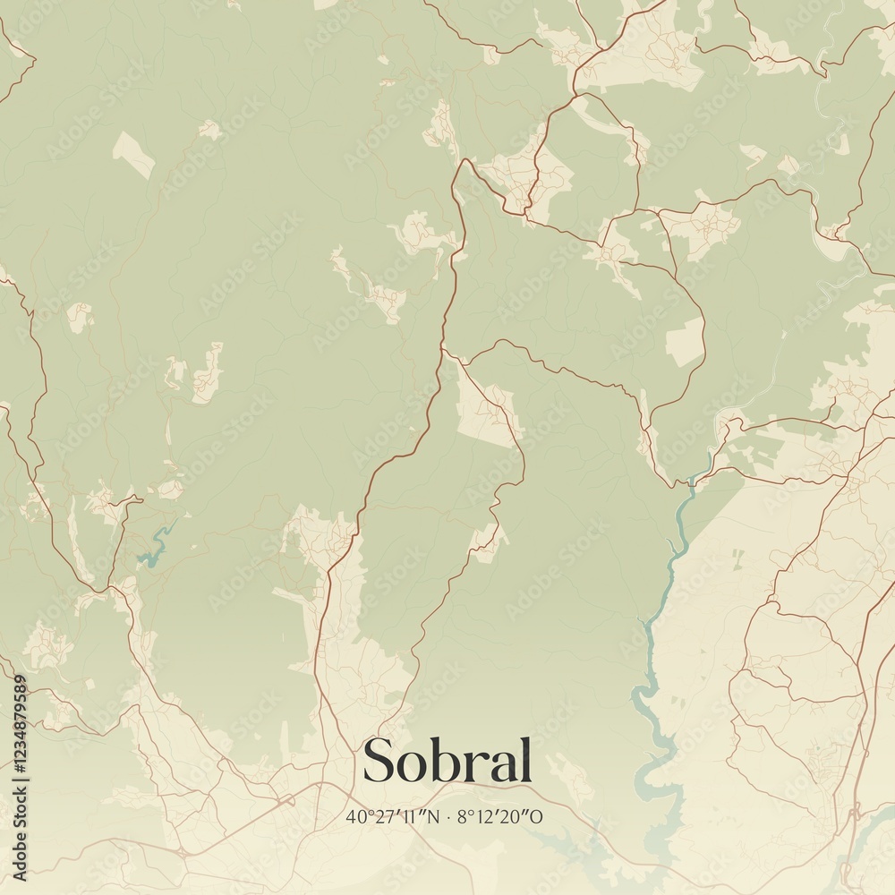 Obraz premium Vintage map of Sobral, Portugal. 