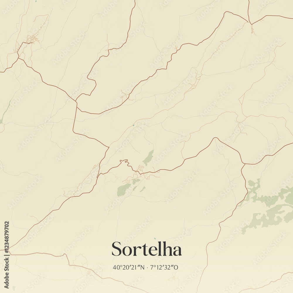 Fototapeta premium Vintage map of Sortelha, Portugal.