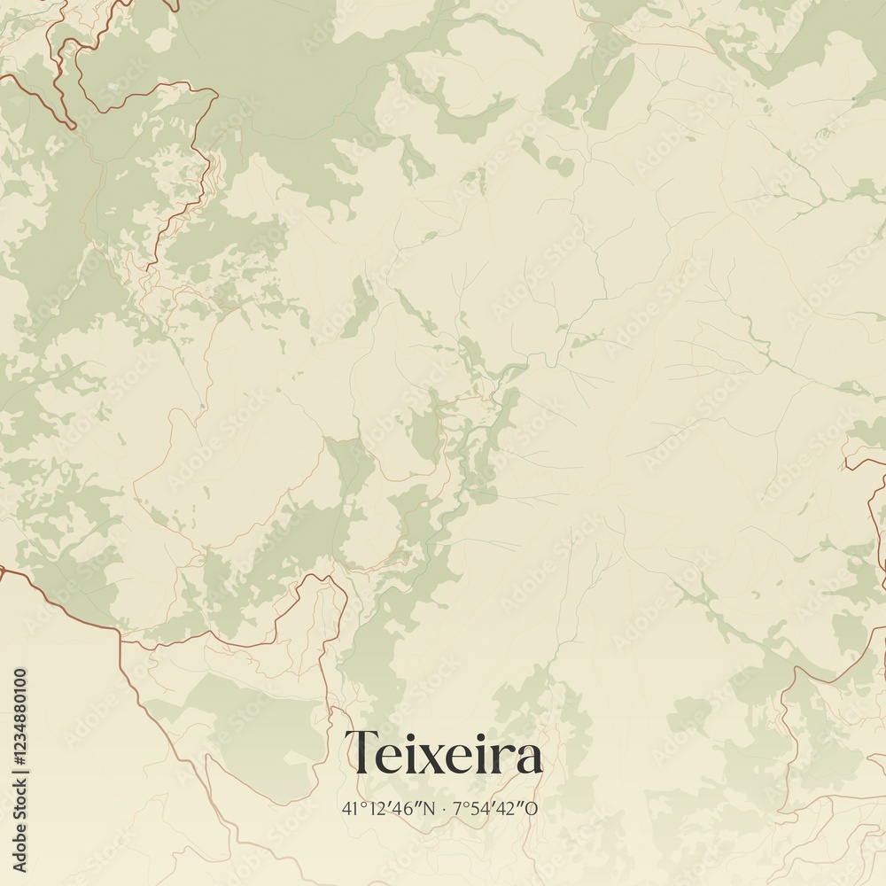 Fototapeta premium Vintage map of Teixeira, Portugal. 