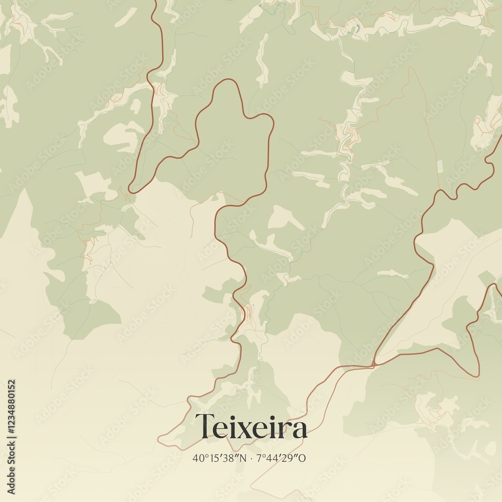 Obraz premium Vintage map of Teixeira, Portugal.