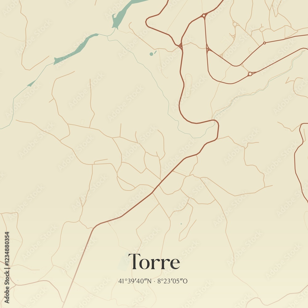 Fototapeta premium Vintage map of Torre, Portugal. 