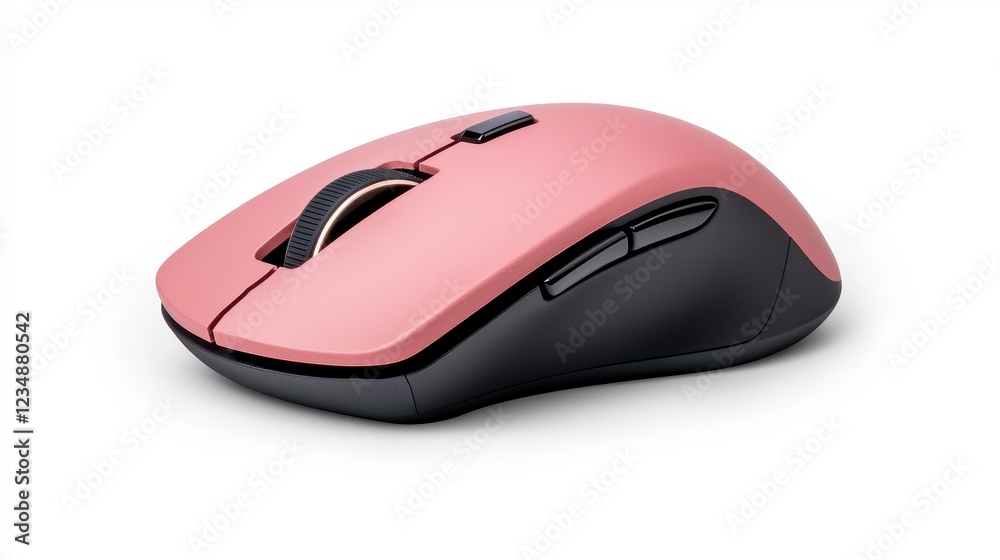 Sleek Rose Gold and Black Wireless Computer Mouse on White Background Sleek Rose Gold and Black Wireless Computer Mouse on White Background
