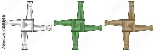 Vector illustration. Cross of Brigid. Symbolism of the pagan holiday Imbolk. Isolated on white.