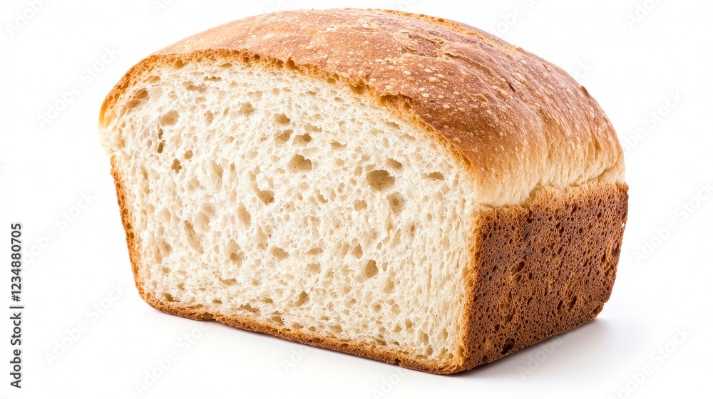 Sliced Loaf of Light Brown Bread on White Background Sliced Loaf of Light Brown Bread on White Background