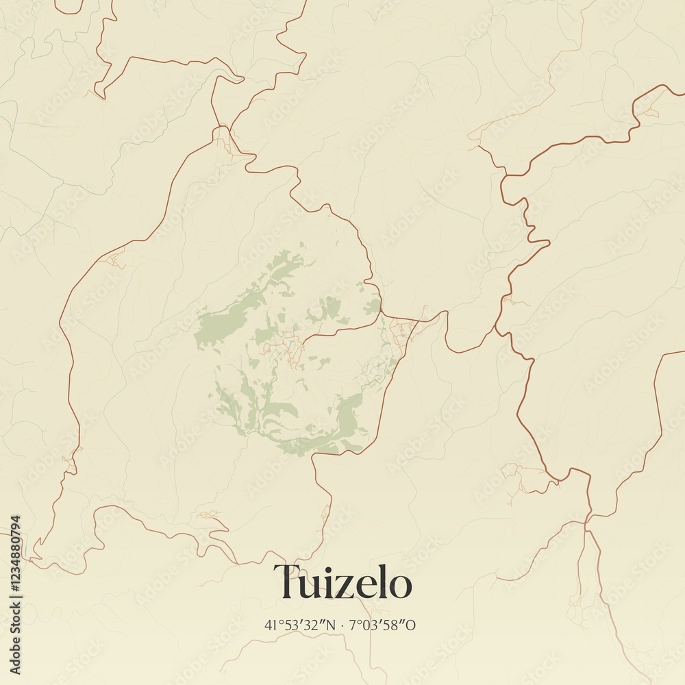 Naklejka premium Vintage map of Tuizelo, Portugal. 